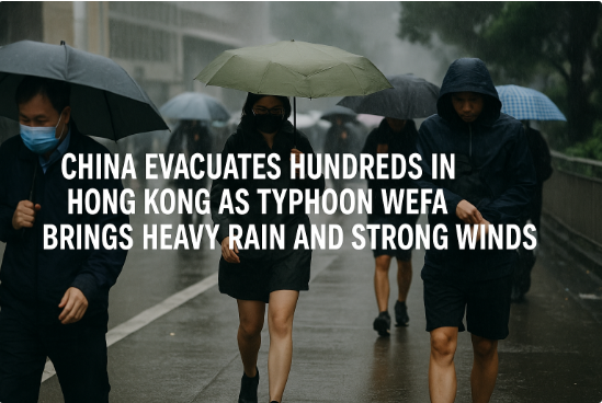 China Evacuates Hundreds in Hong Kong as Typhoon Wefa Brings Heavy Rain and Strong Winds